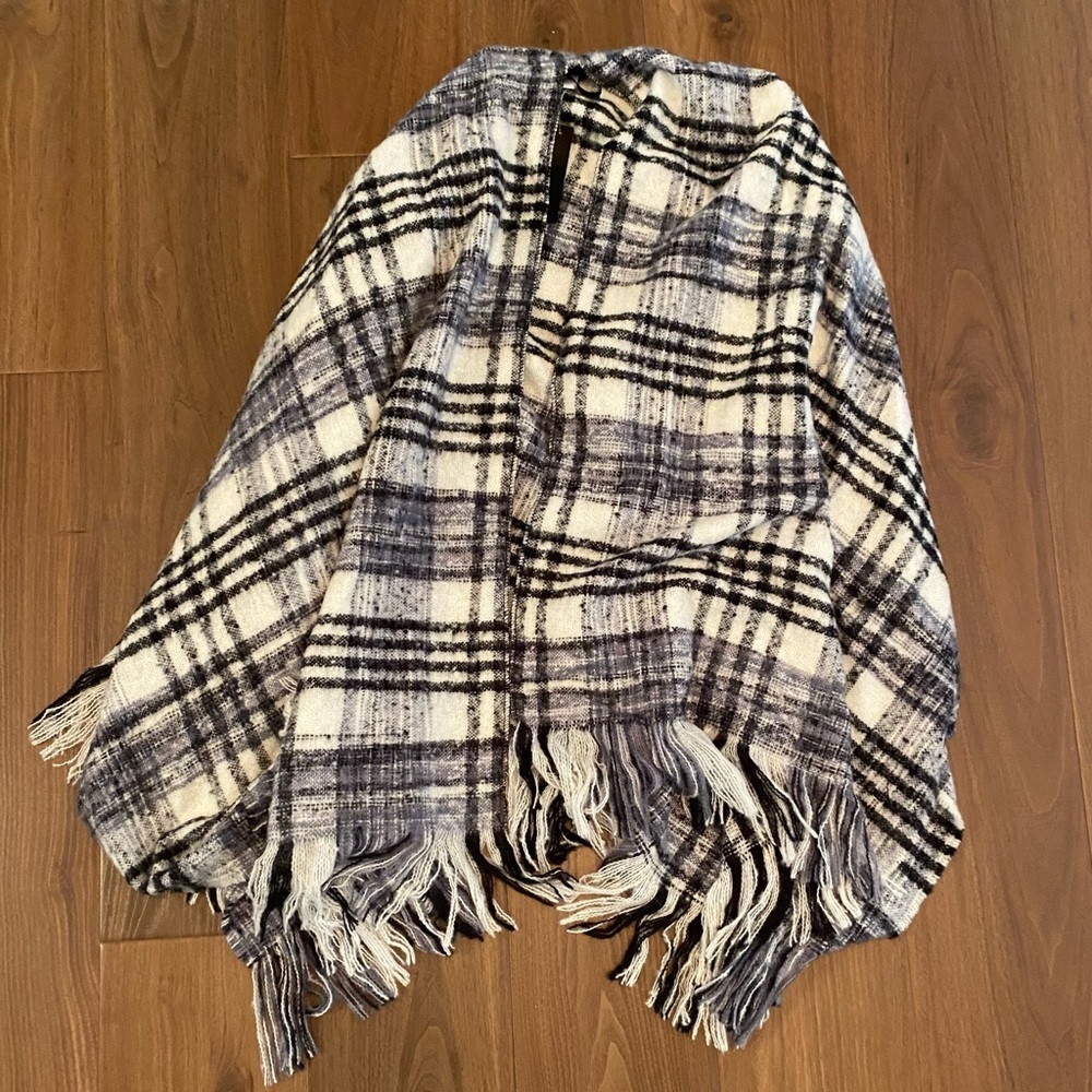 Plaid Fringe Shawl